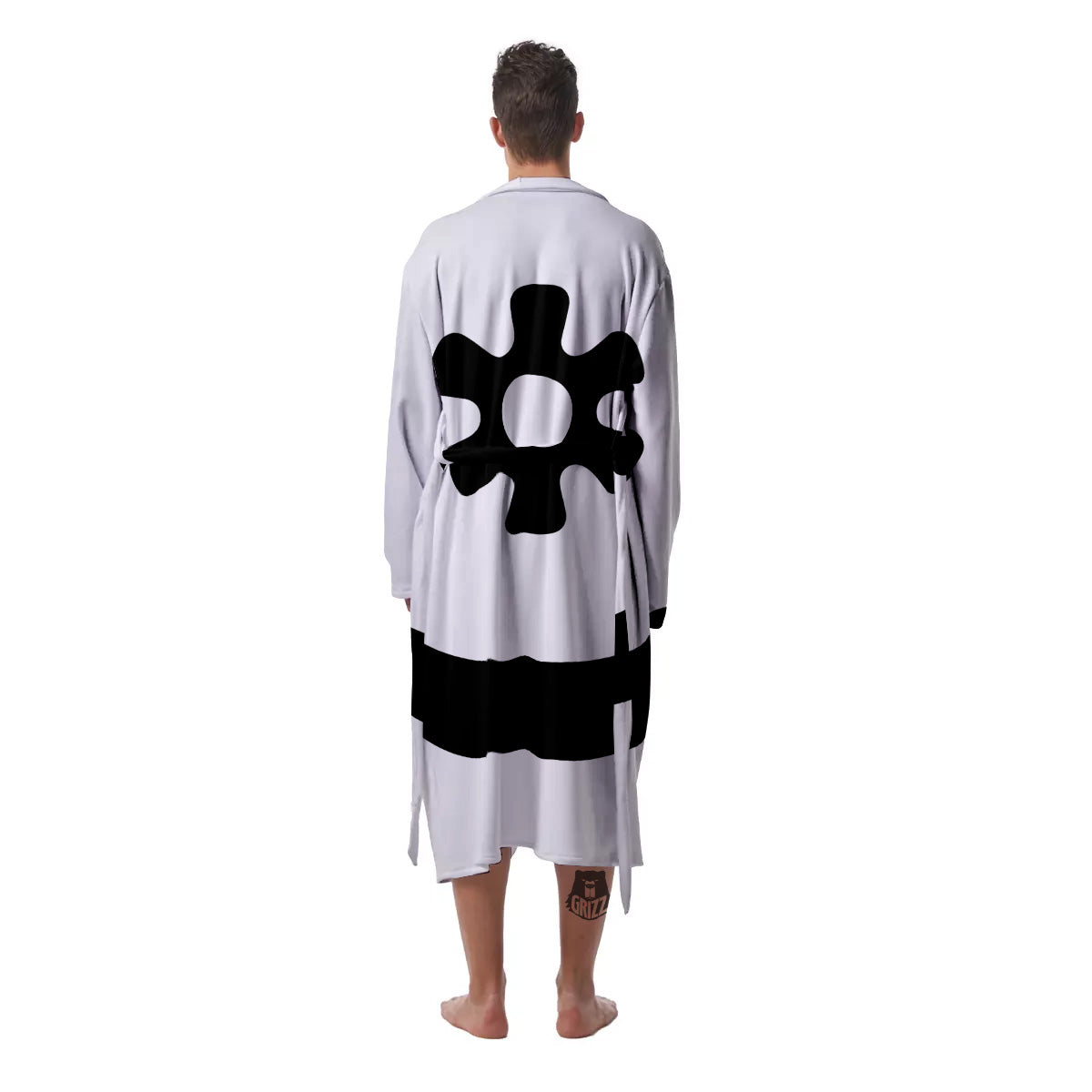 Adinkra Tribe Symbols White And Black Men's Robe-grizzshop