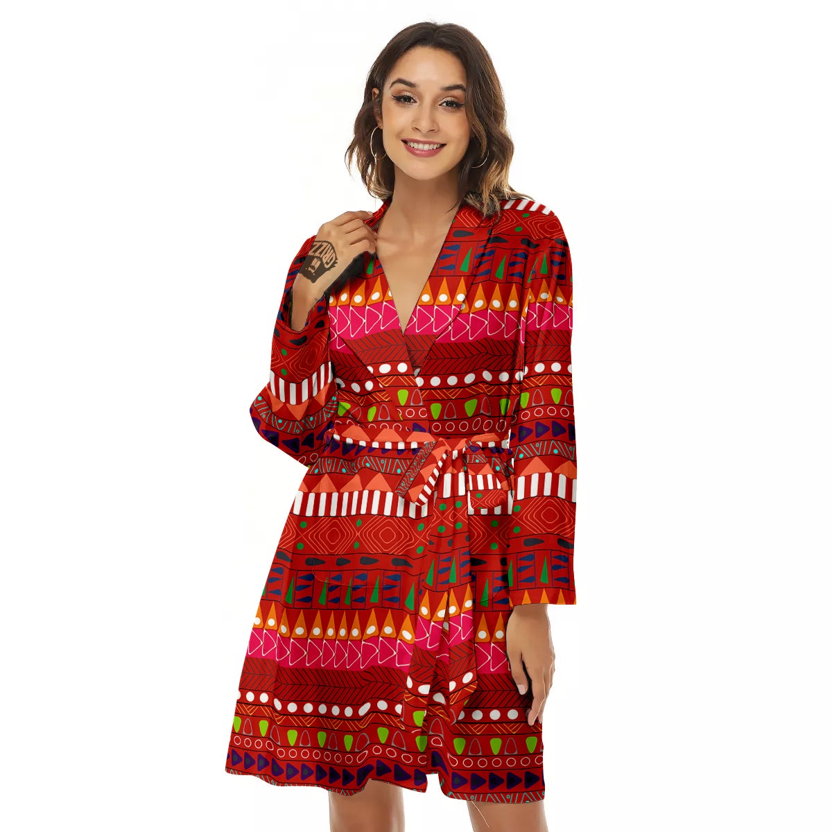 Adinkra Symbols West African Print Pattern Women's Robe-grizzshop