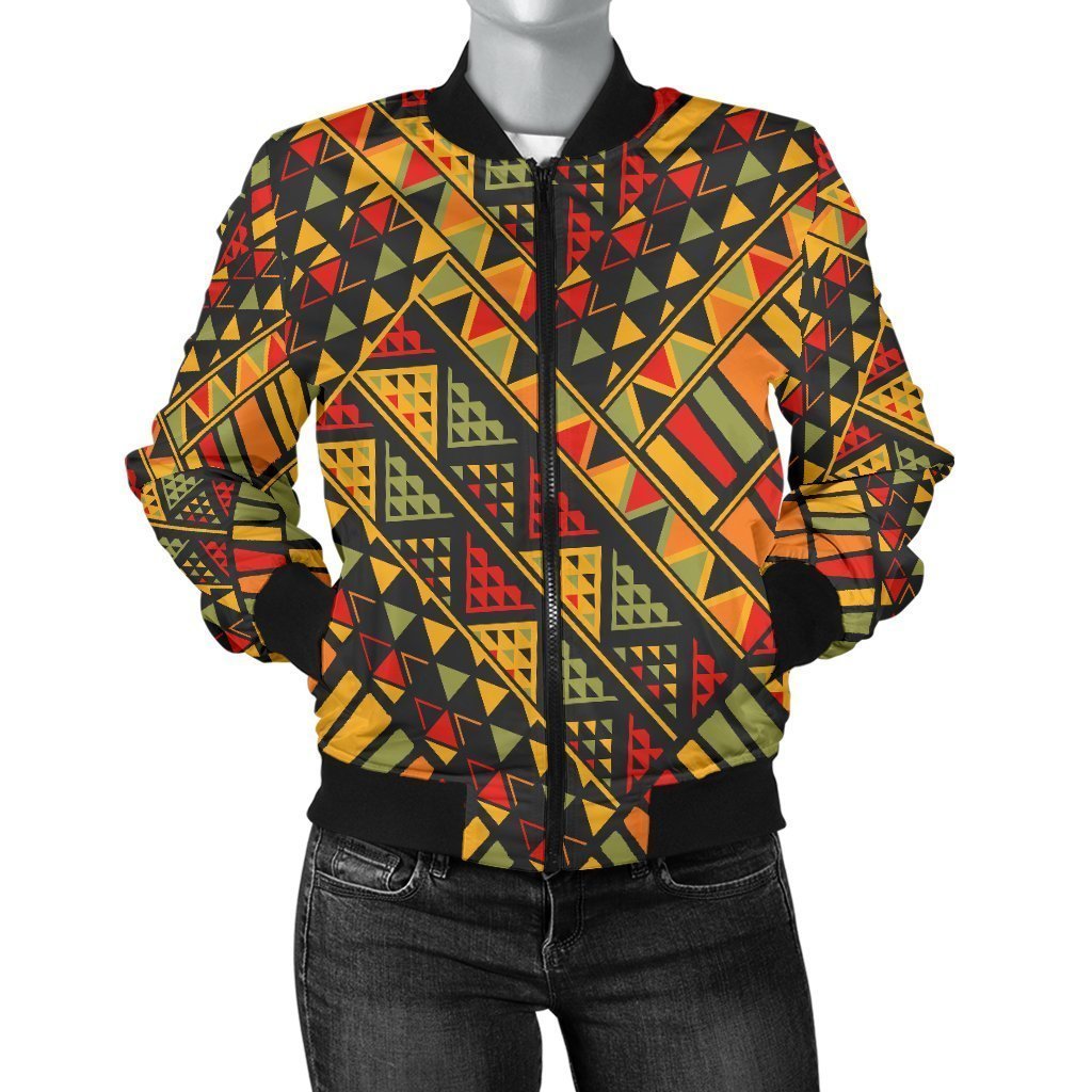 Africa Afro Dashiki Adinkra Kente Bomber Jacket Women-grizzshop