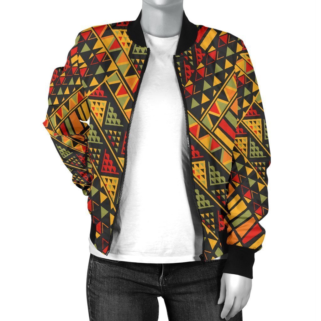 Africa Afro Dashiki Adinkra Kente Bomber Jacket Women-grizzshop