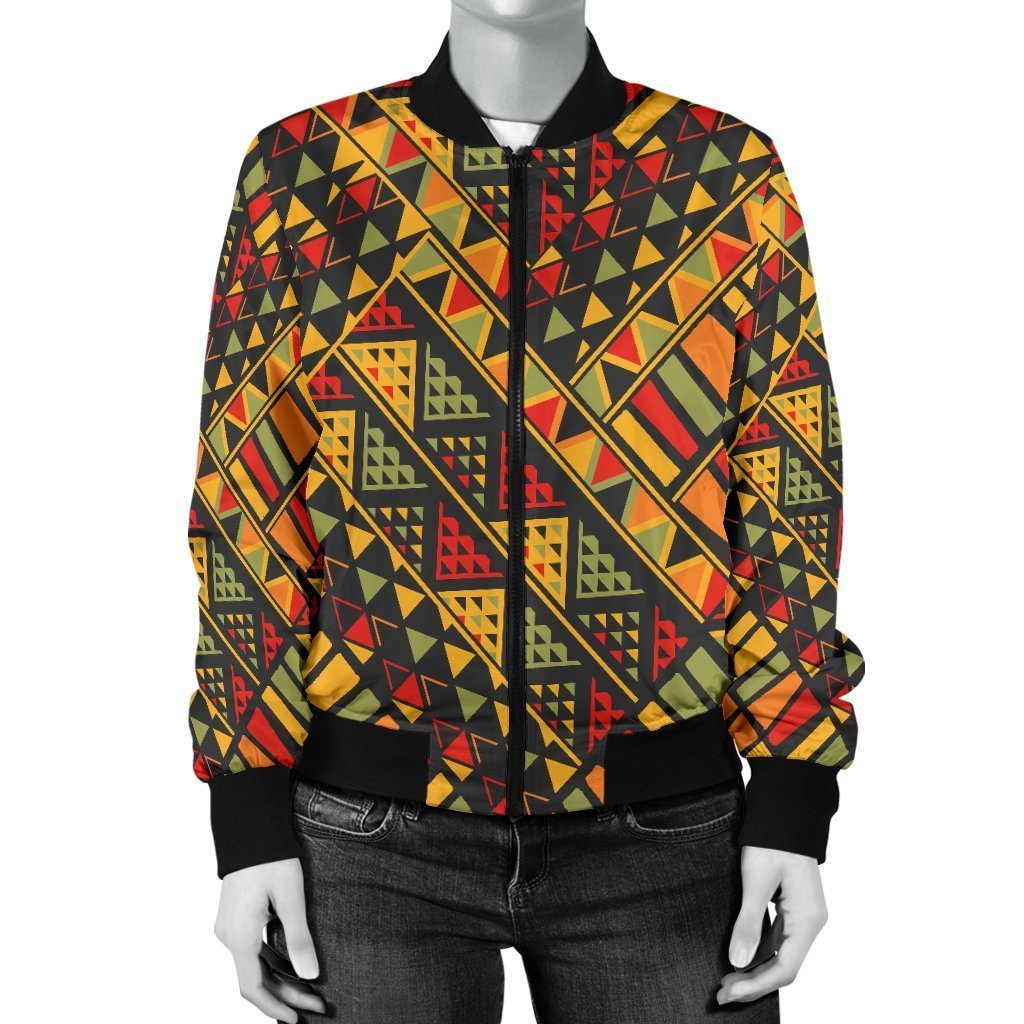 Africa Afro Dashiki Adinkra Kente Bomber Jacket Women-grizzshop