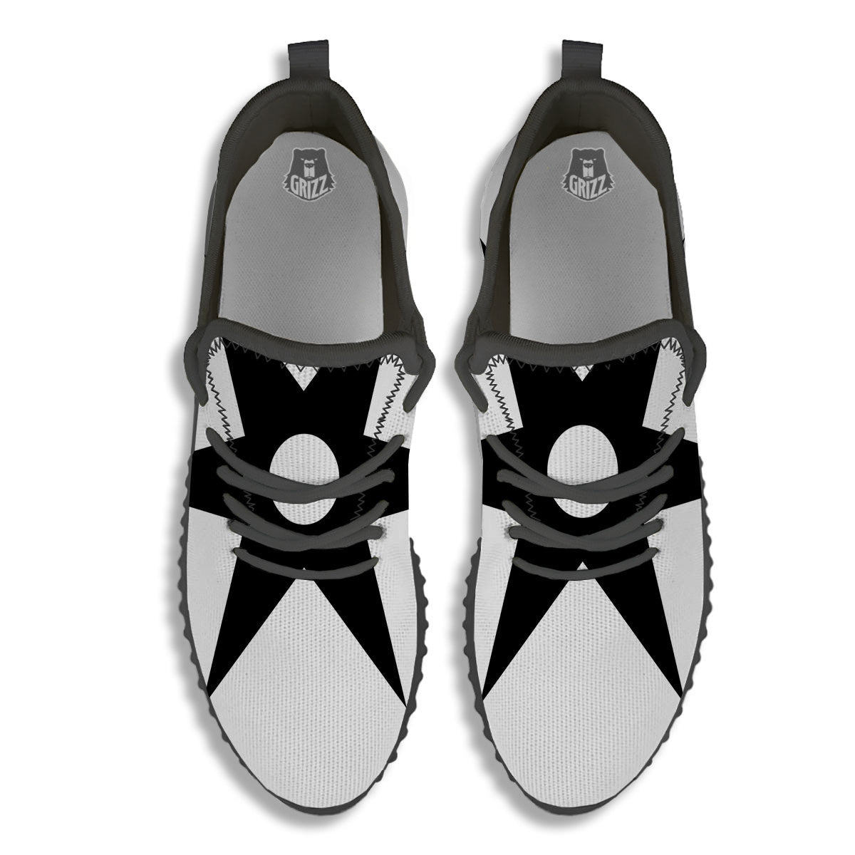 African Adinkra Symbols White And Black Black Walking Shoes-grizzshop
