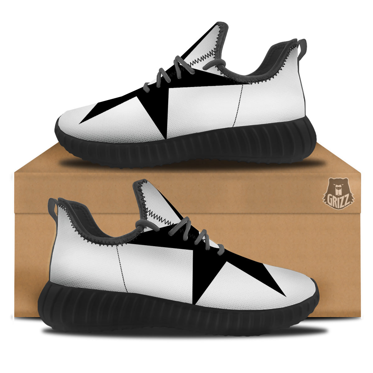 African Adinkra Symbols White And Black Black Walking Shoes-grizzshop