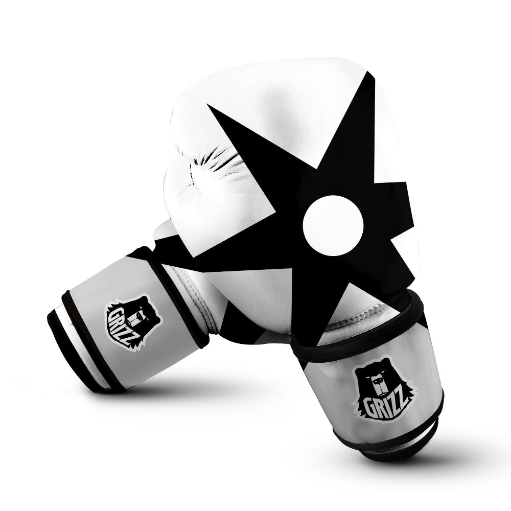 African Adinkra Symbols White And Black Boxing Gloves-grizzshop