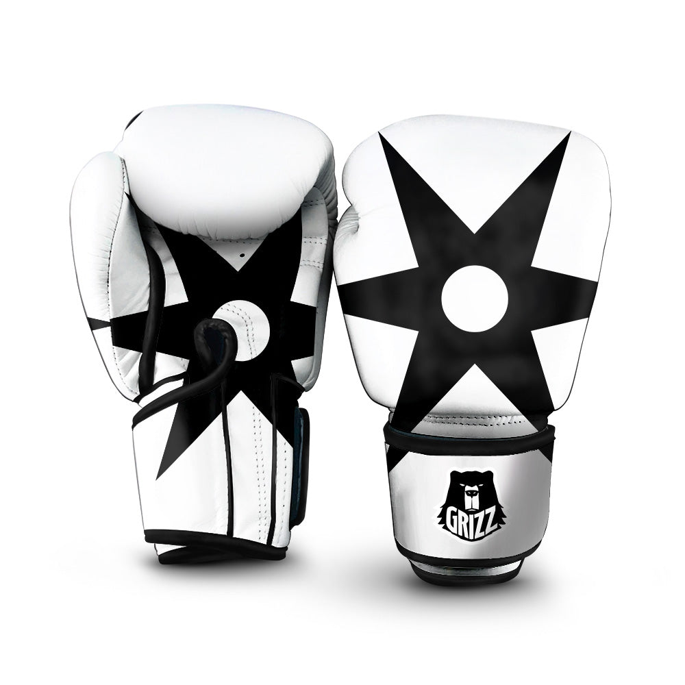 African Adinkra Symbols White And Black Boxing Gloves-grizzshop