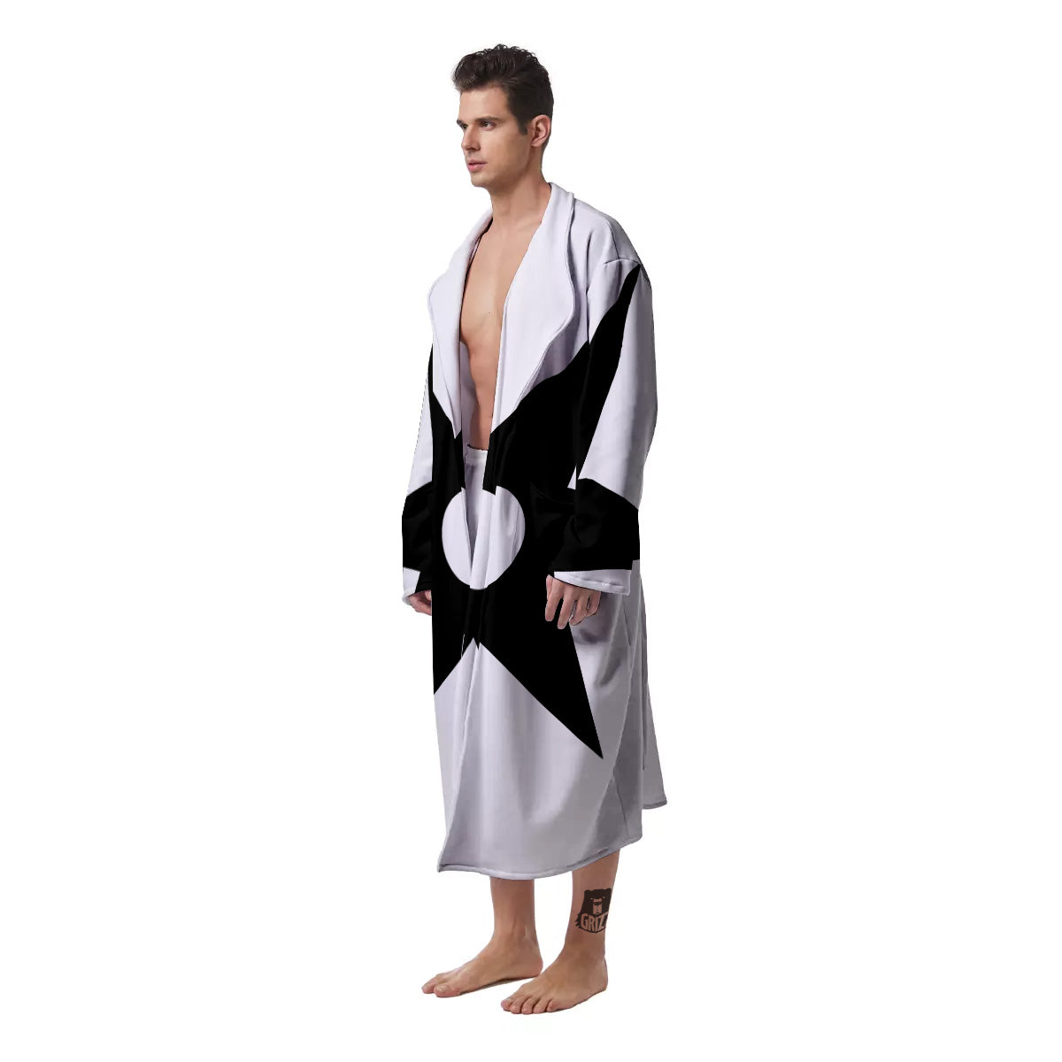 African Adinkra Symbols White And Black Men's Robe-grizzshop