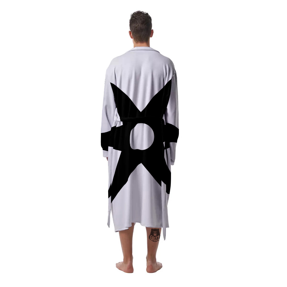 African Adinkra Symbols White And Black Men's Robe-grizzshop