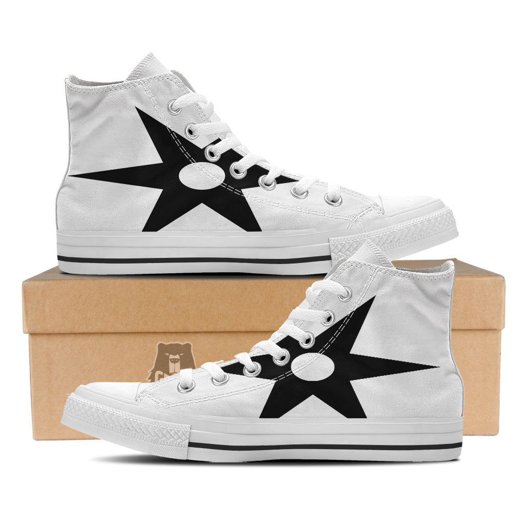 African Adinkra Symbols White And Black White High Top Shoes-grizzshop
