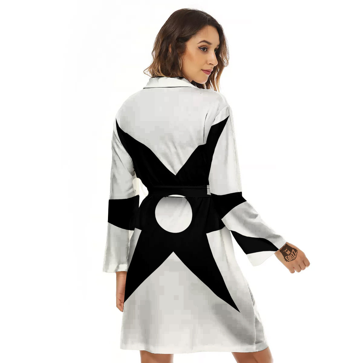 African Adinkra Symbols White And Black Women's Robe-grizzshop