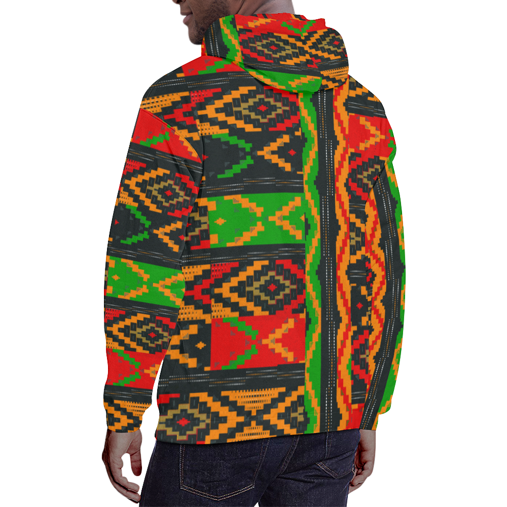 African Afro Dashiki Adinkra Kente Pattern Men Pullover Hoodie-grizzshop