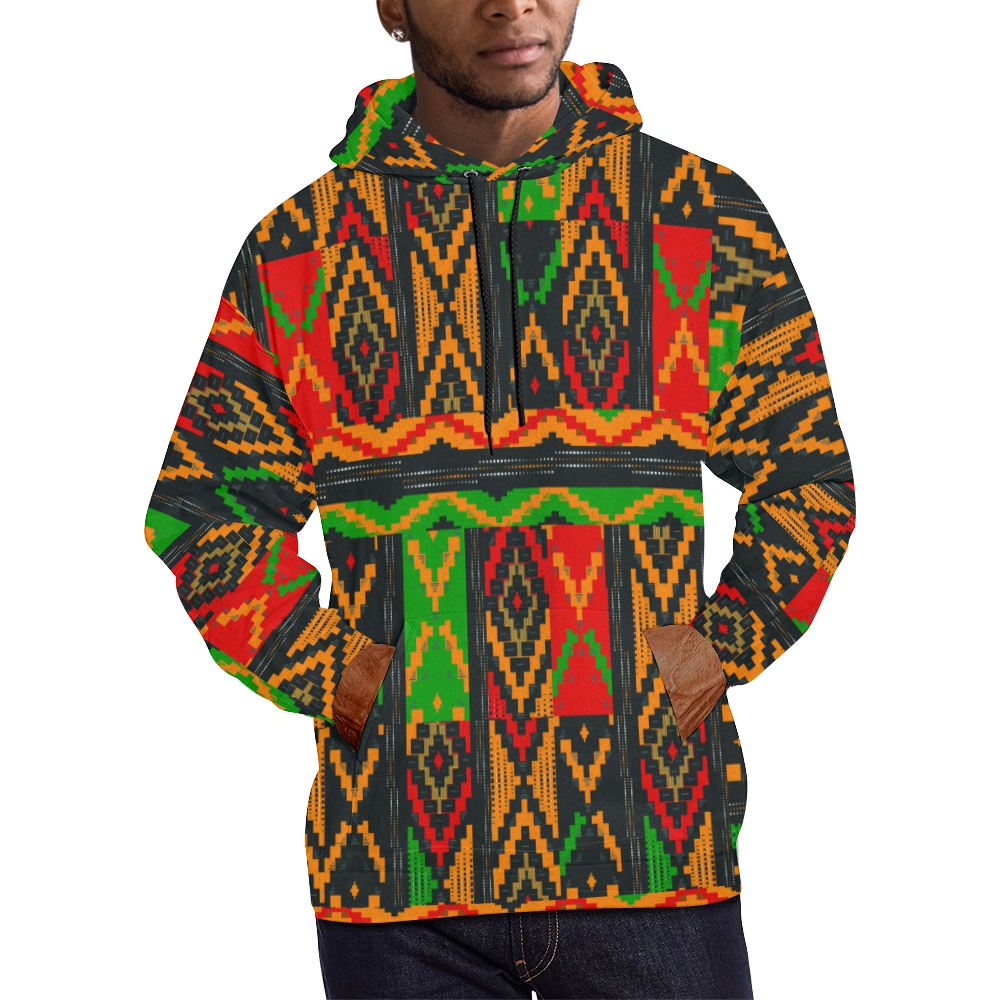 African Afro Dashiki Adinkra Kente Pattern Men Pullover Hoodie-grizzshop