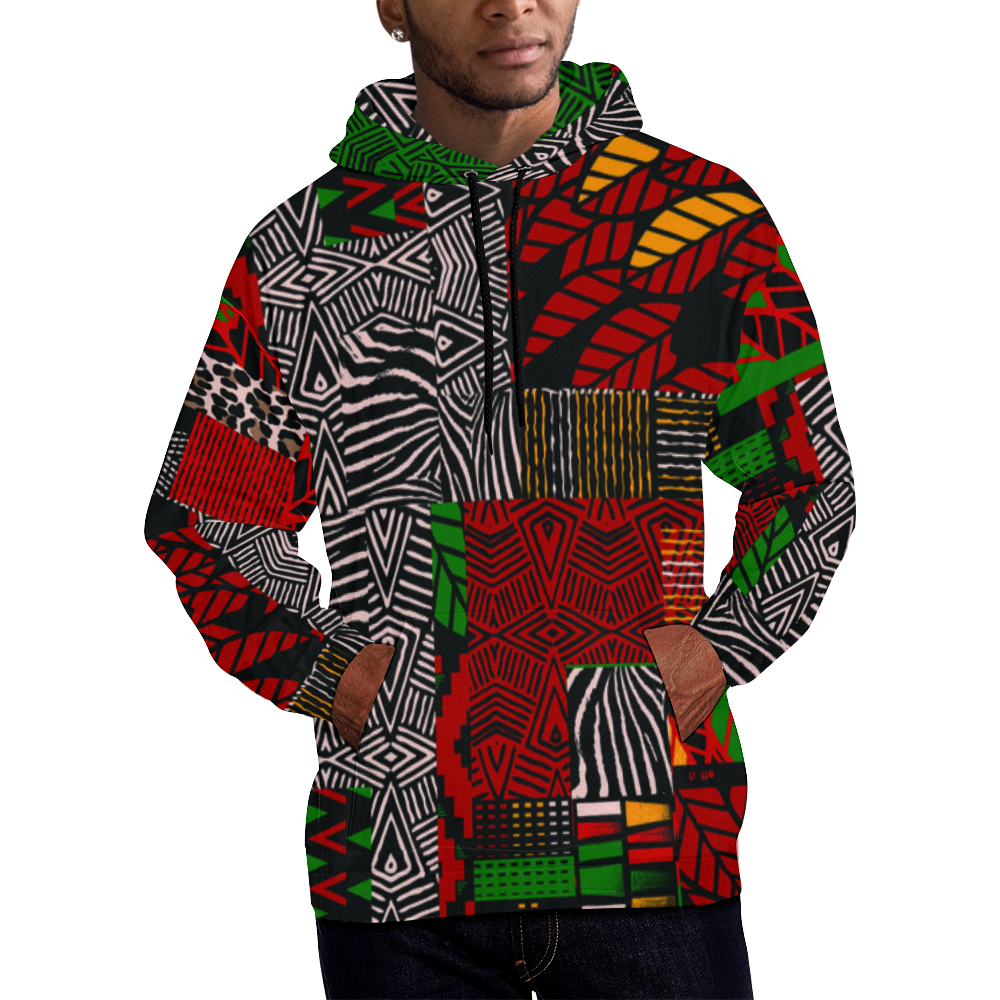 African Afro Dashiki Adinkra Kente Men Pullover Hoodie