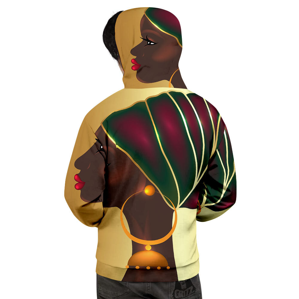 African Afro Gold And Black Print Men's Hoodie-grizzshop