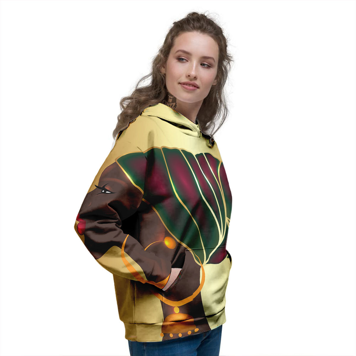 African Afro Gold And Black Print Women's Hoodie-grizzshop