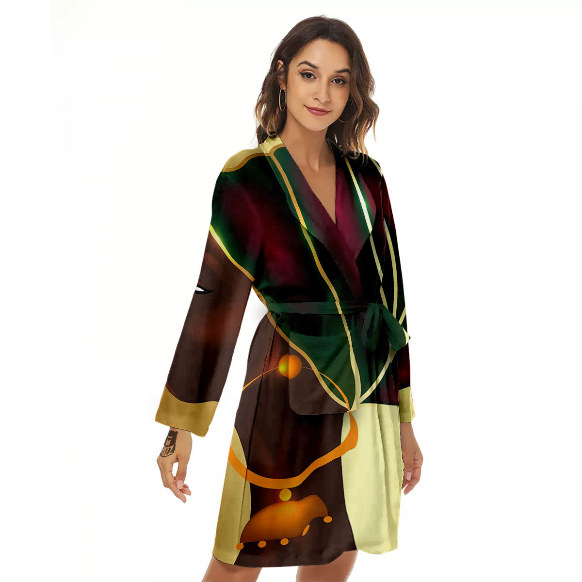 African Afro Gold And Black Print Women's Robe-grizzshop