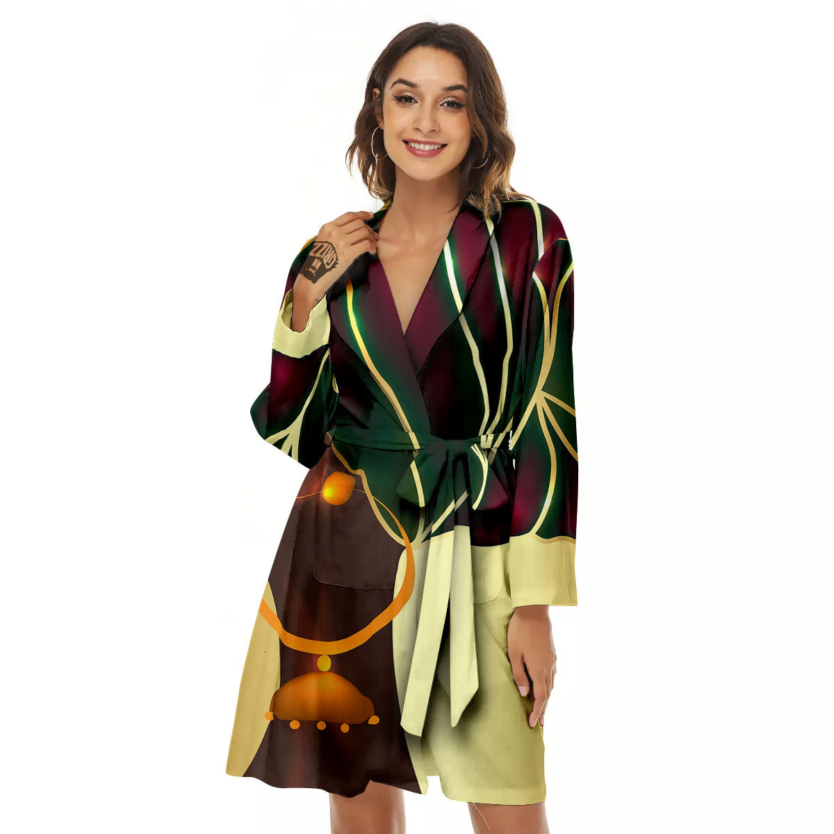 African Afro Gold And Black Print Women's Robe-grizzshop