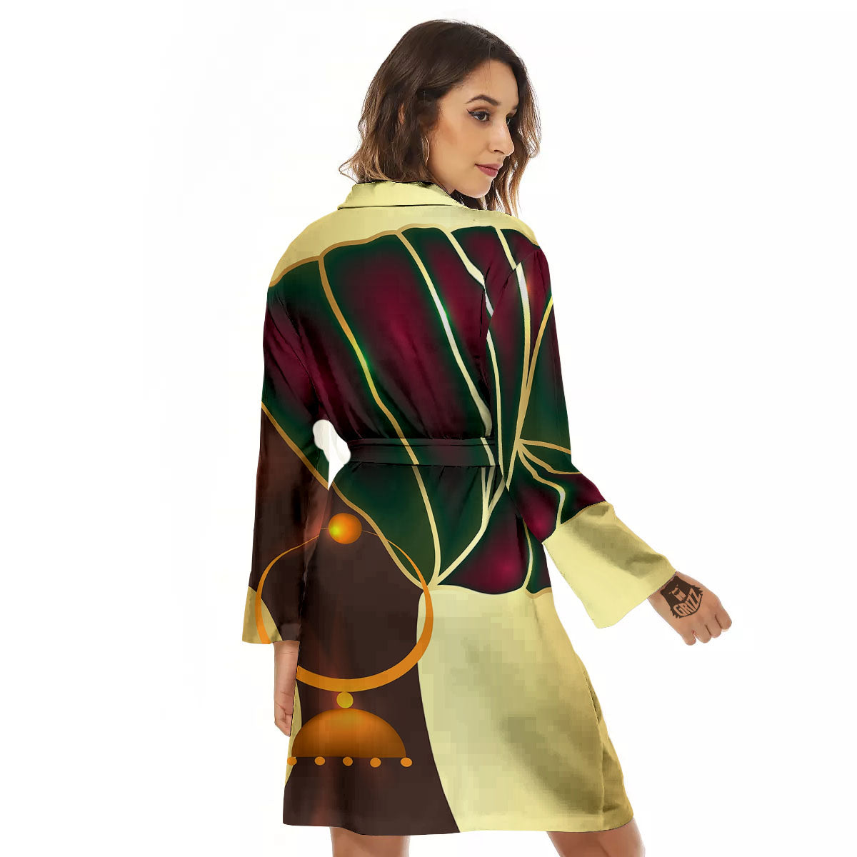 African Afro Gold And Black Print Women's Robe-grizzshop