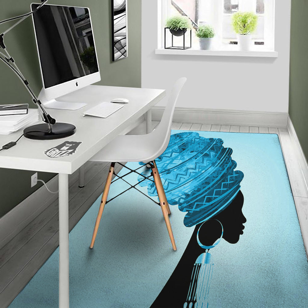 African Dashiki Black And Blue Print Floor Mat-grizzshop