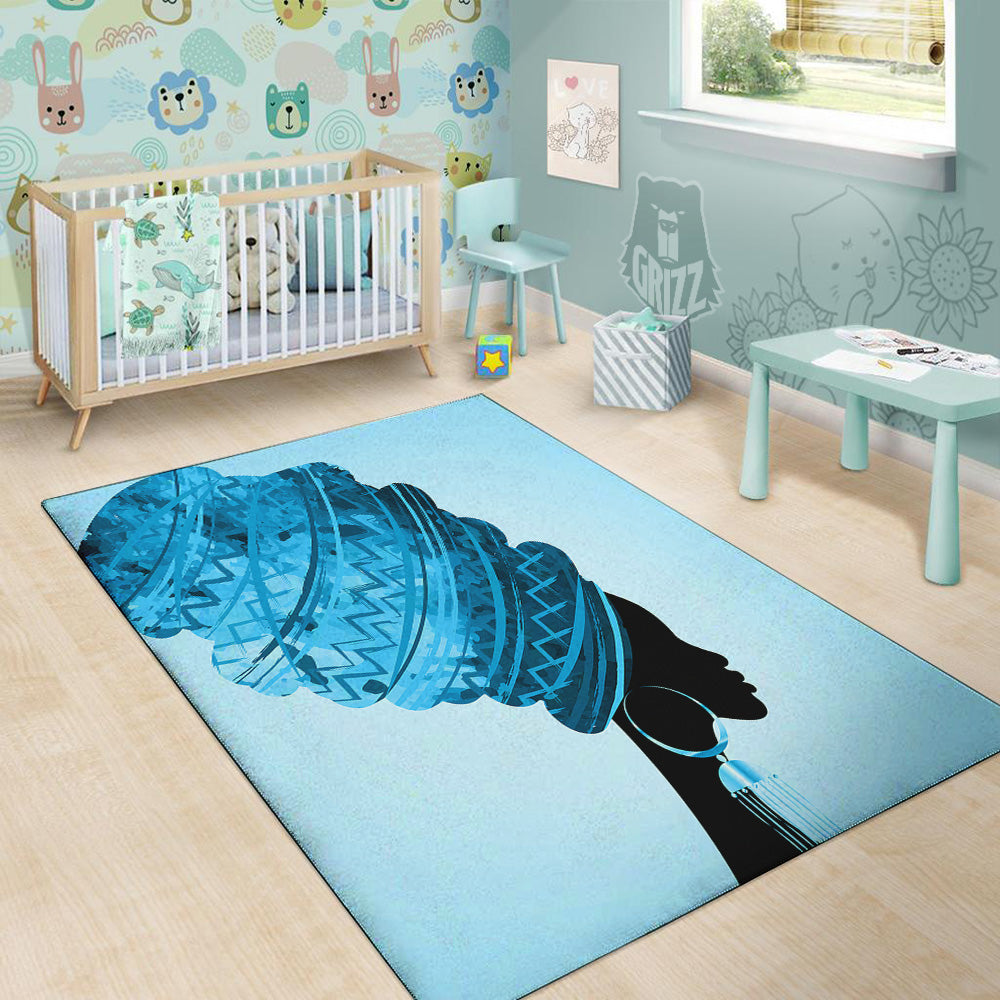 African Dashiki Black And Blue Print Floor Mat-grizzshop