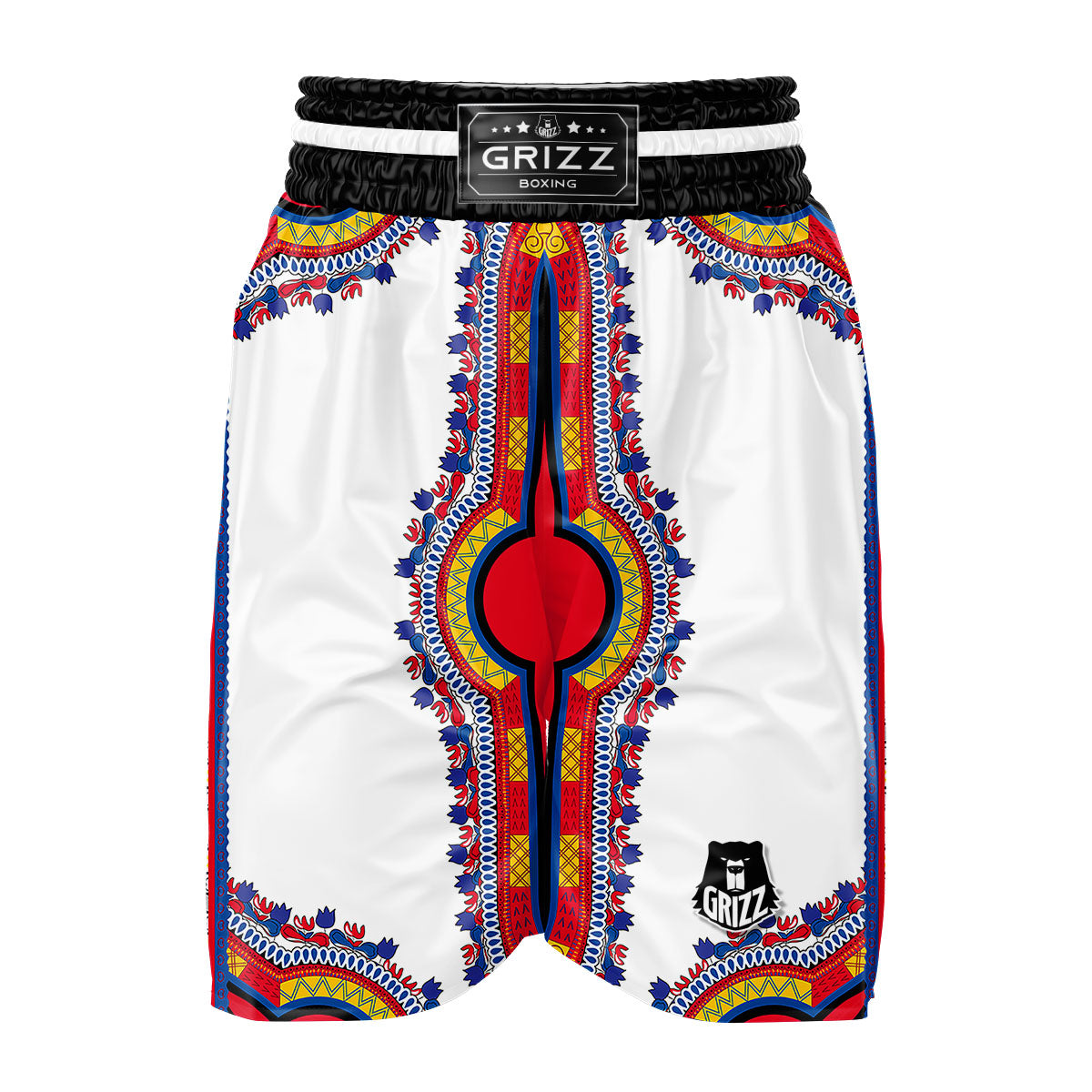African Dashiki Black And Purple Print Muay Thai Boxing Shorts