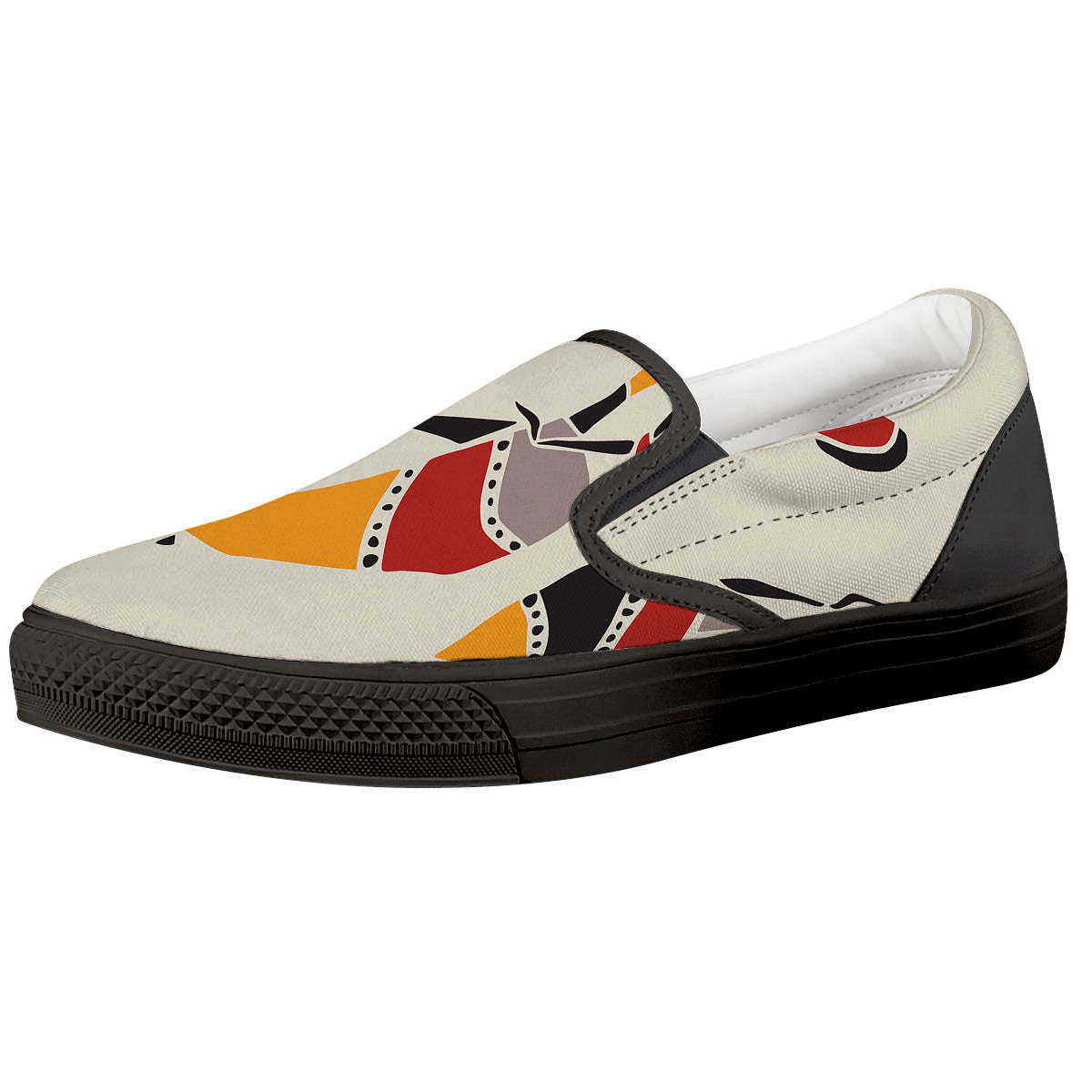 African Ethnic Girl Print Black Slip On Shoes-grizzshop