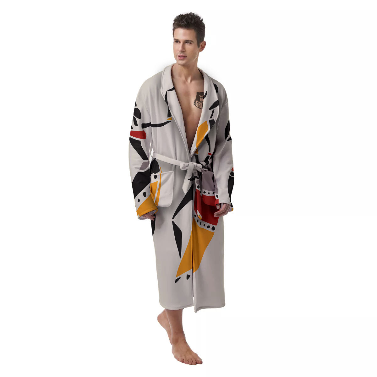 African Ethnic Girl Print Men's Robe-grizzshop