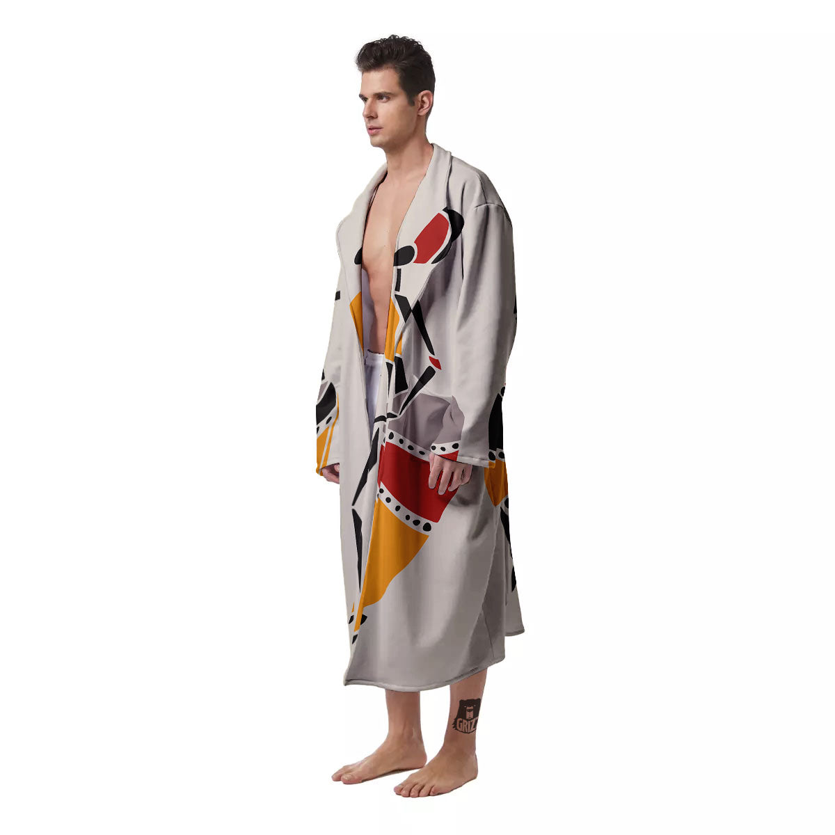 African Ethnic Girl Print Men's Robe-grizzshop