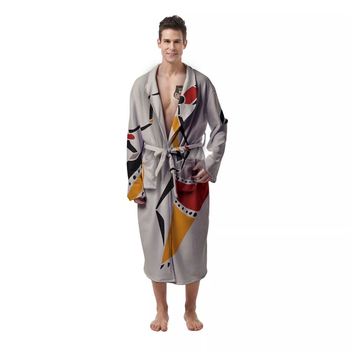 African Ethnic Girl Print Men's Robe-grizzshop