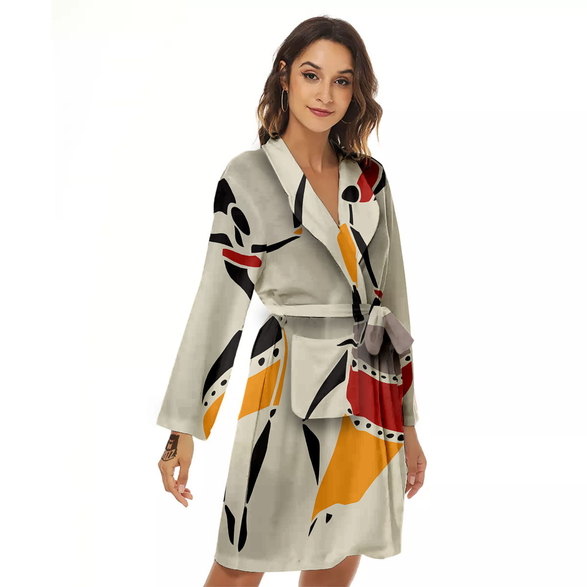 African Ethnic Girl Print Women's Robe-grizzshop