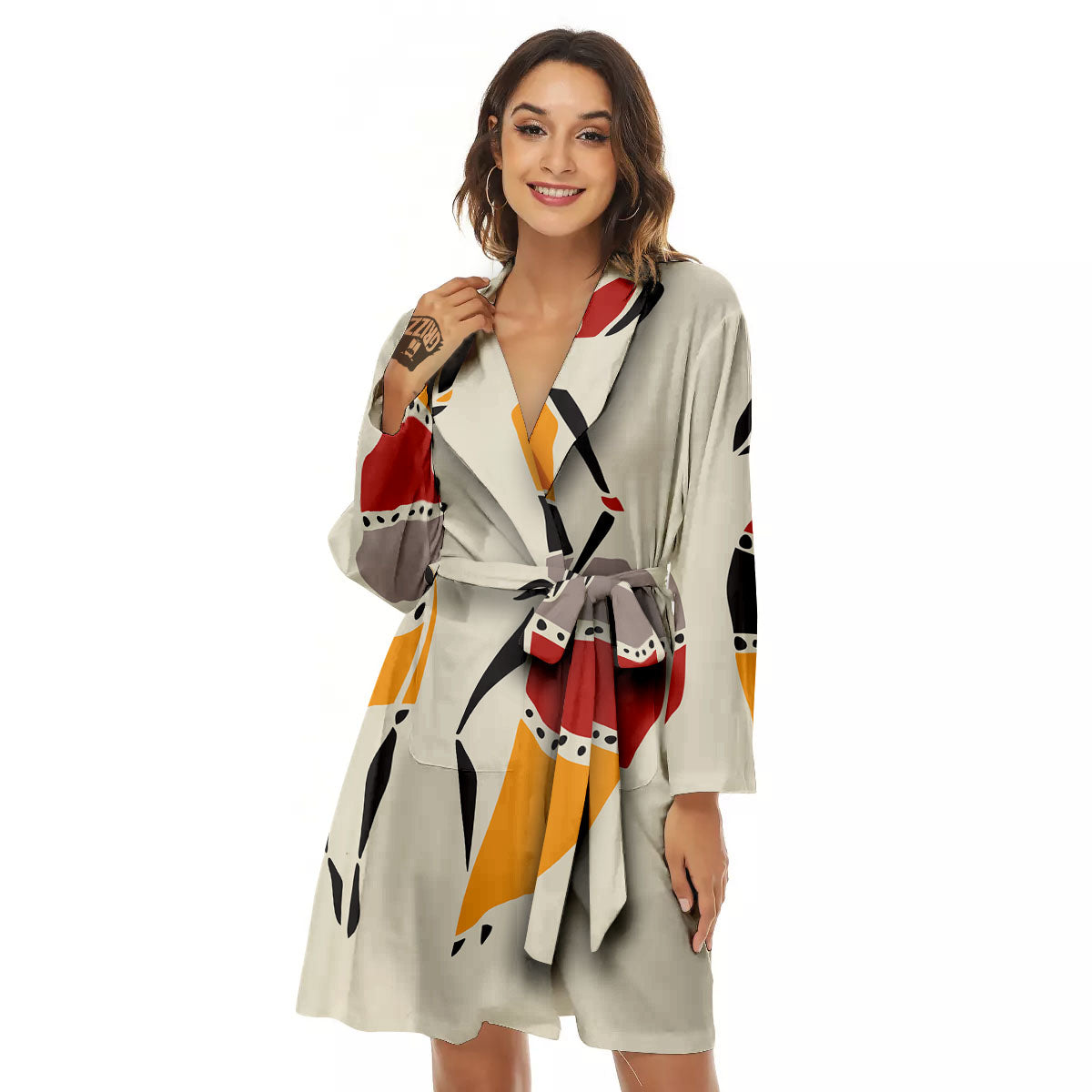 African Ethnic Girl Print Women's Robe-grizzshop