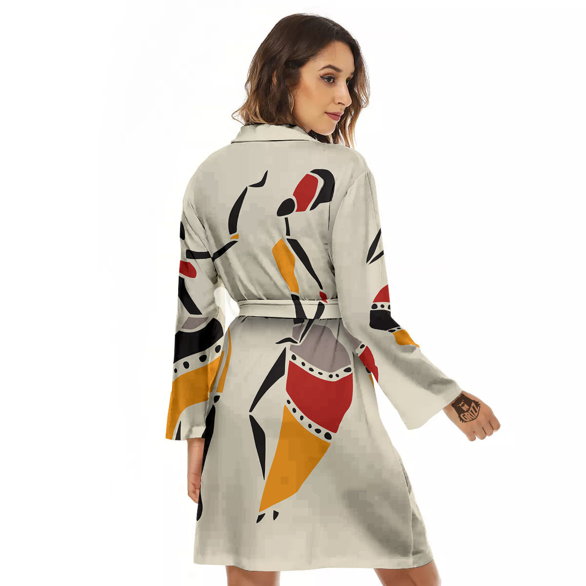 African Ethnic Girl Print Women's Robe-grizzshop