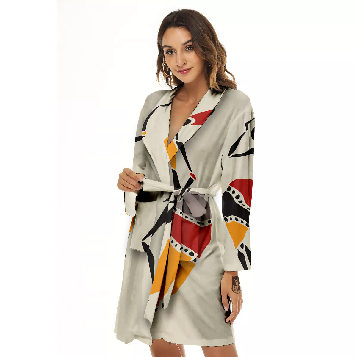 African Ethnic Girl Print Women's Robe-grizzshop