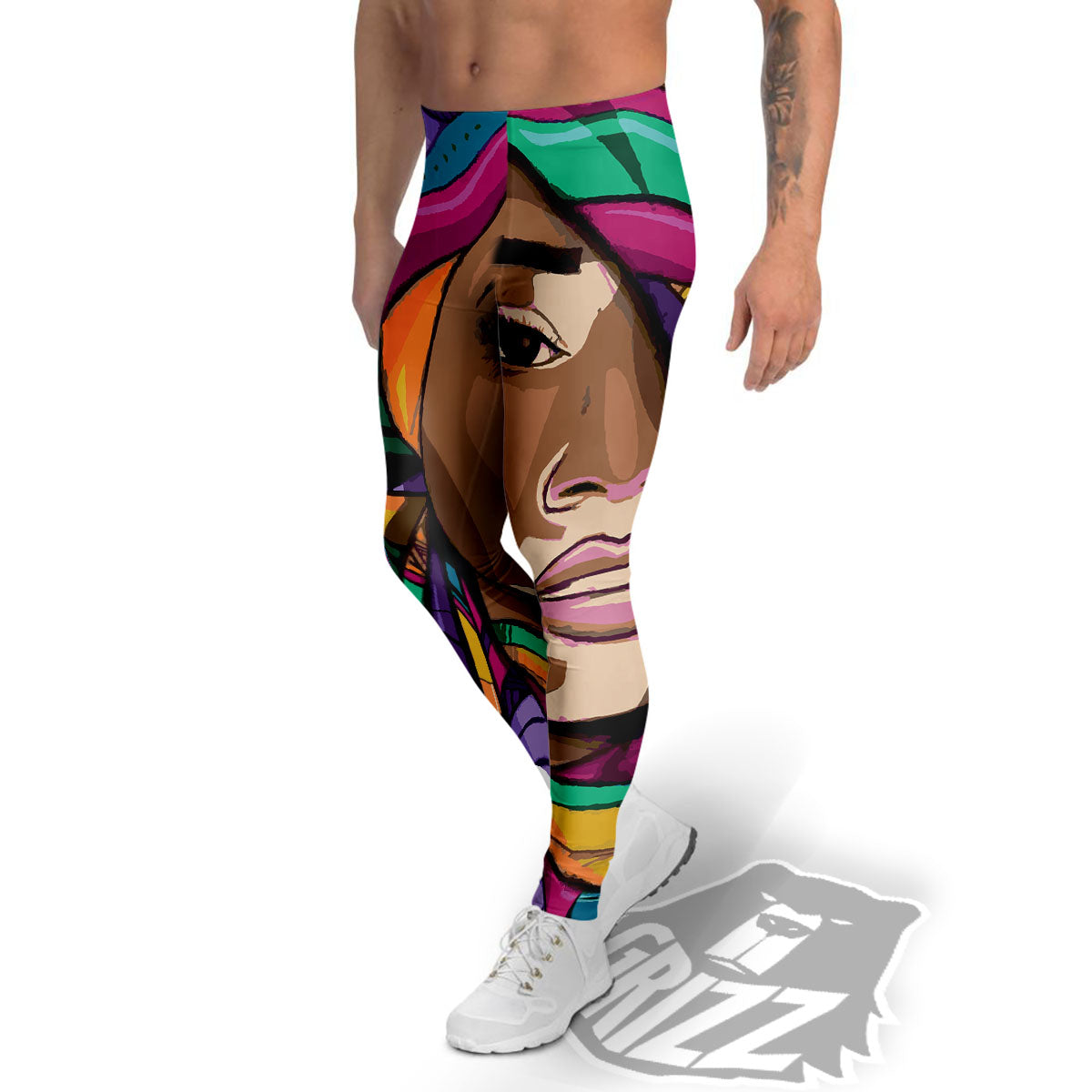 African Girl Art Print Men's Leggings-grizzshop