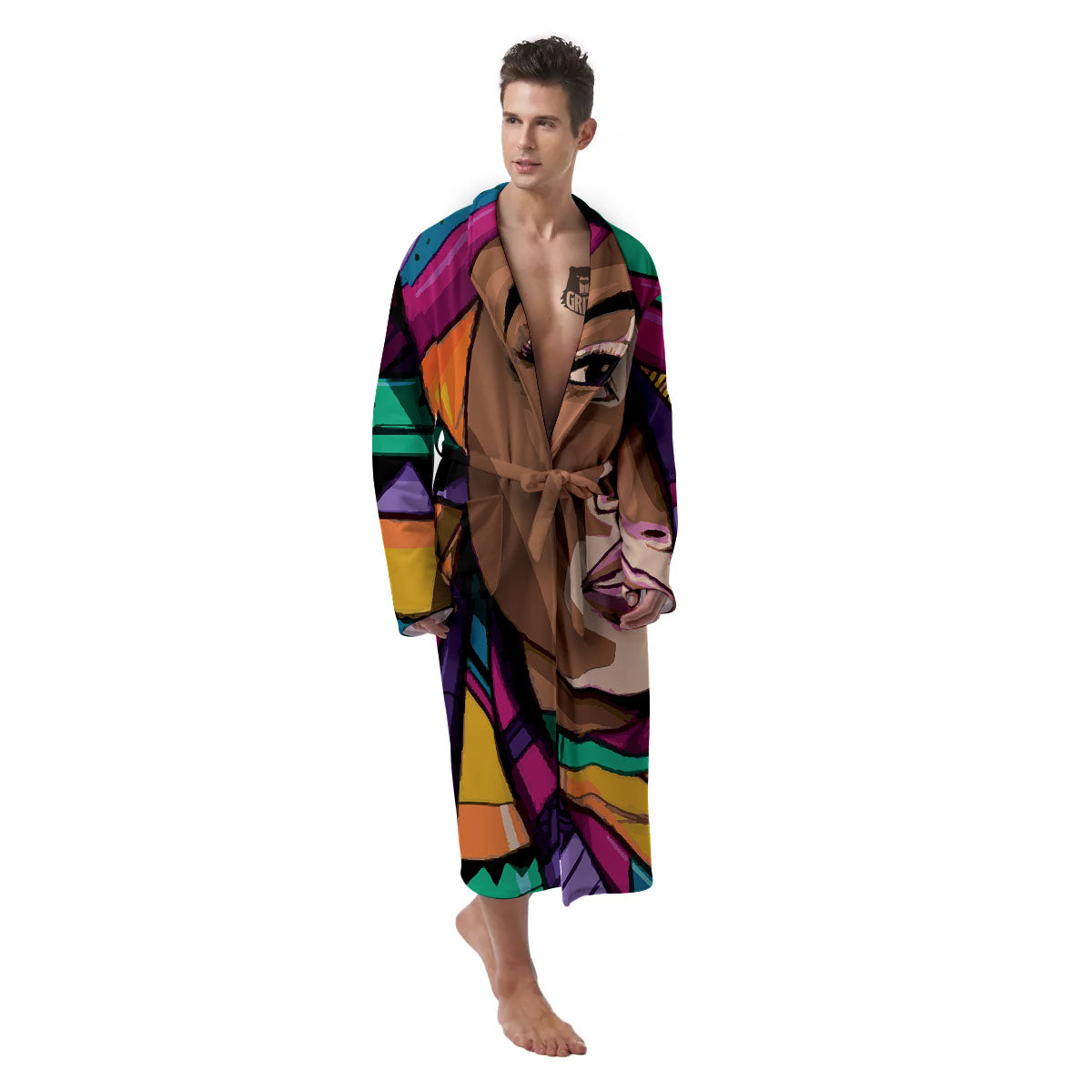 African Girl Art Print Men's Robe-grizzshop