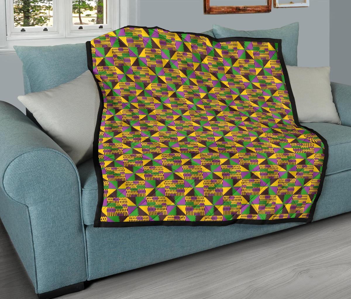 African Kente Pattern Print Quilt-grizzshop