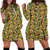 African Kente Pattern Print Women Hoodie Dress-grizzshop