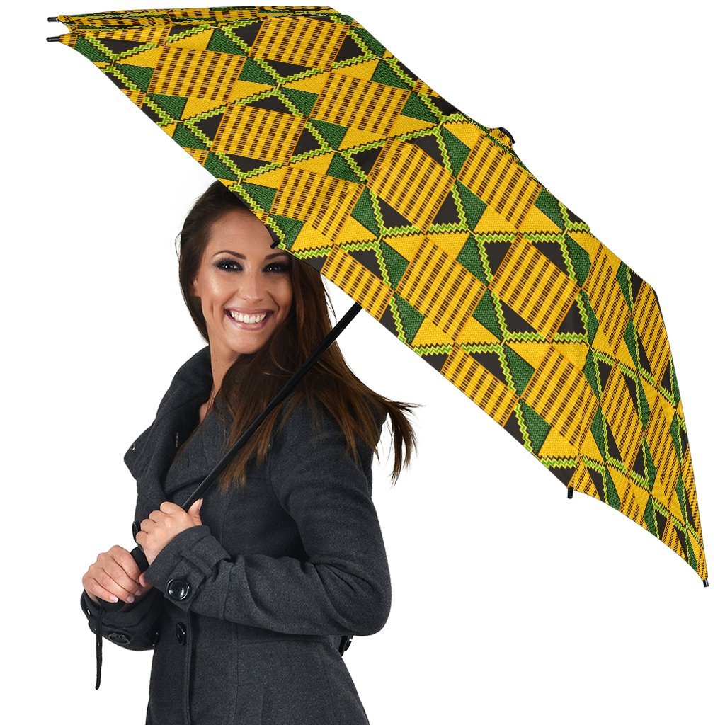 African Kente Print Pattern Automatic Foldable Umbrella-grizzshop