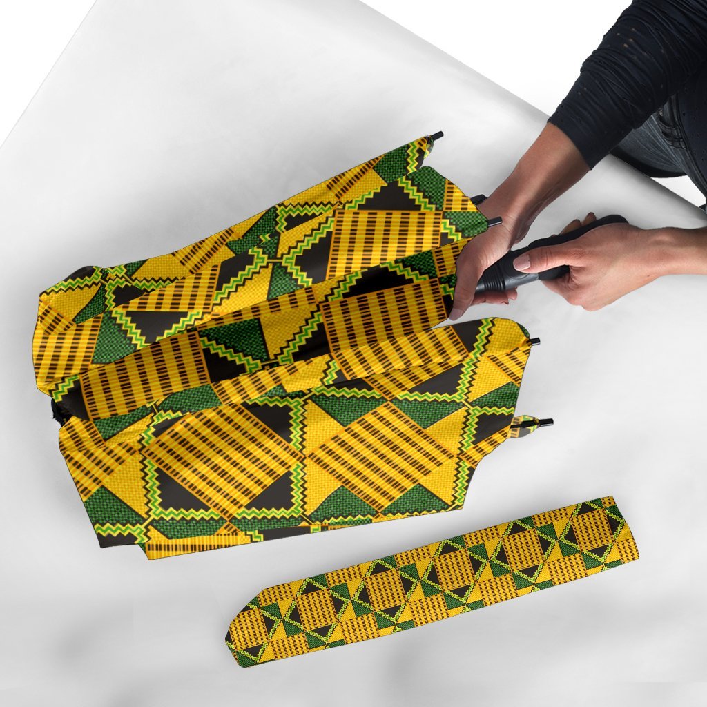 African Kente Print Pattern Automatic Foldable Umbrella-grizzshop