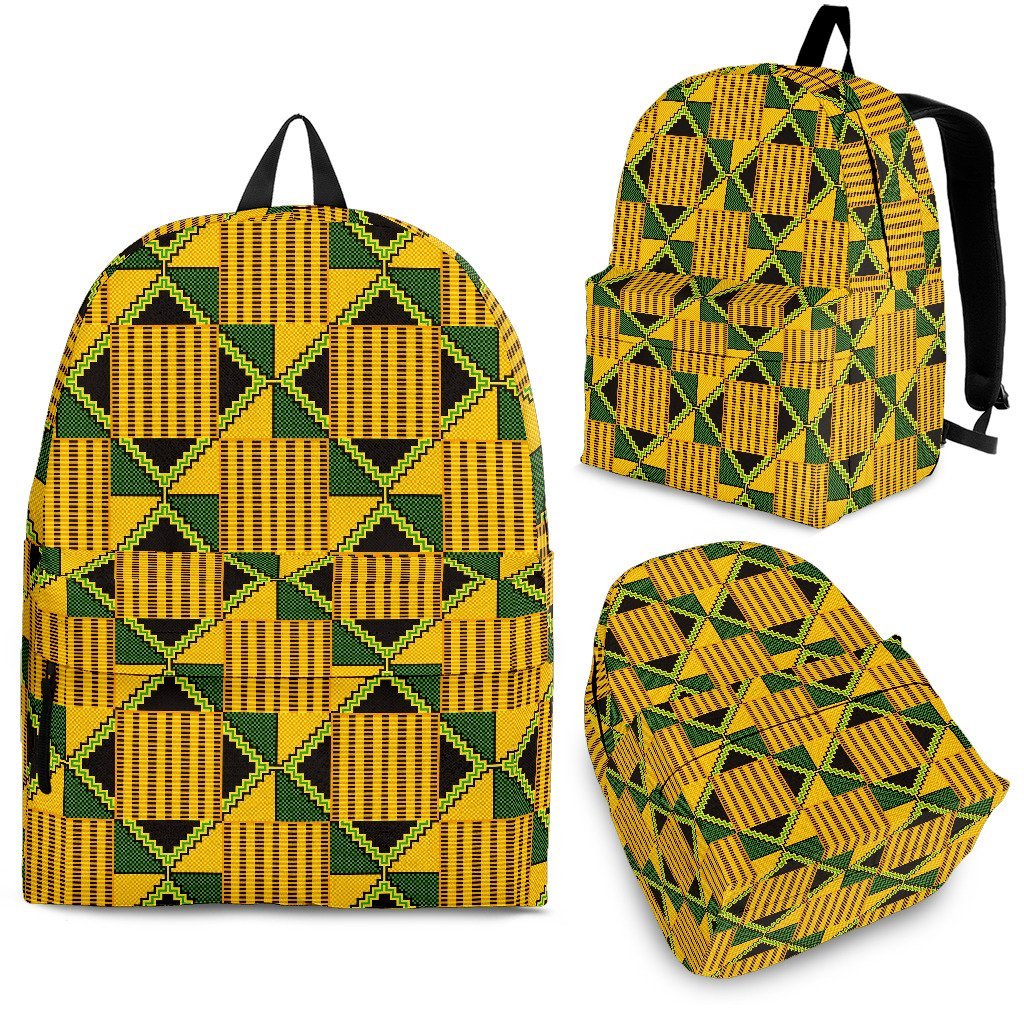 African Kente Print Pattern Leather Tote Bag