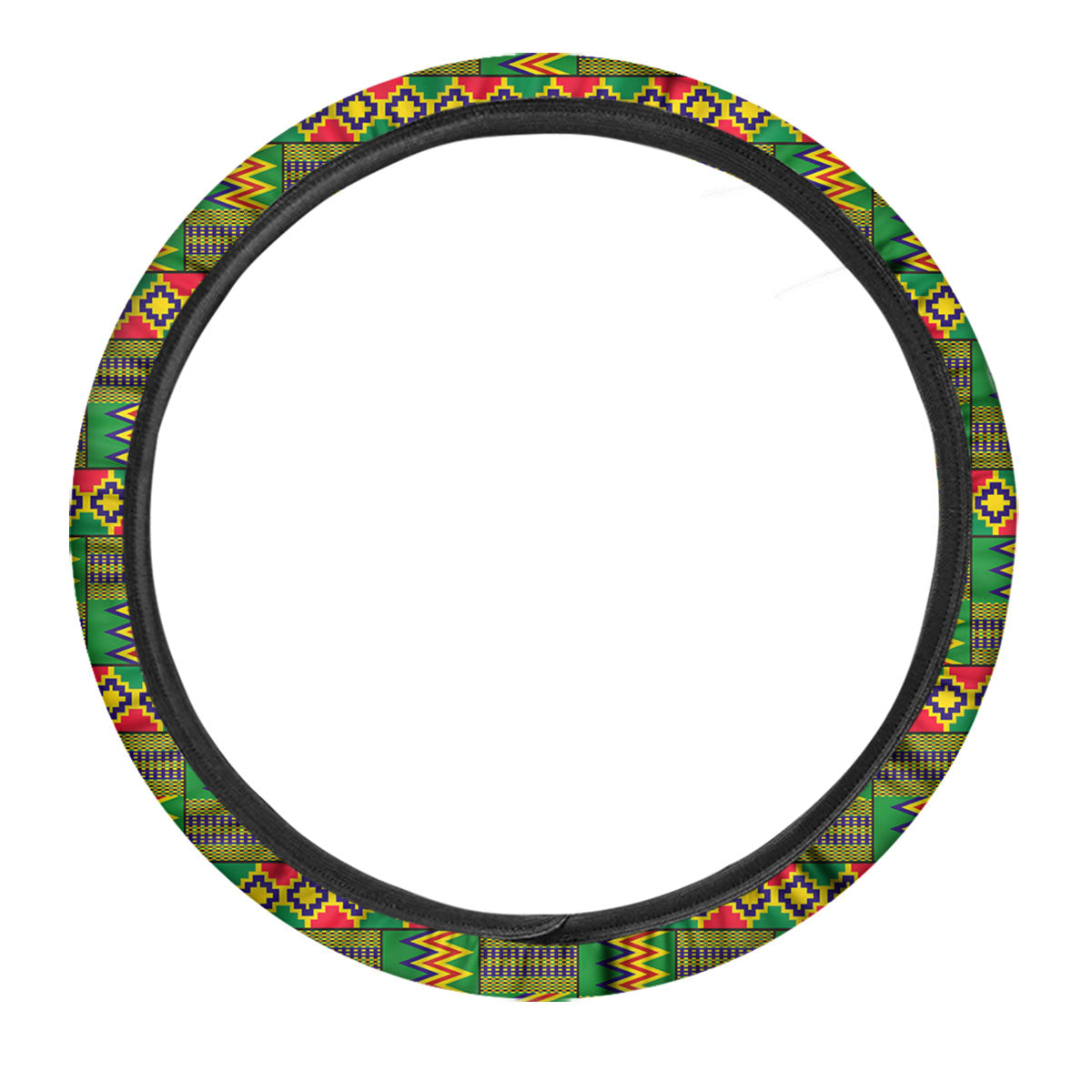 African Kente Print Pattern Car Steering Wheel Cover-grizzshop