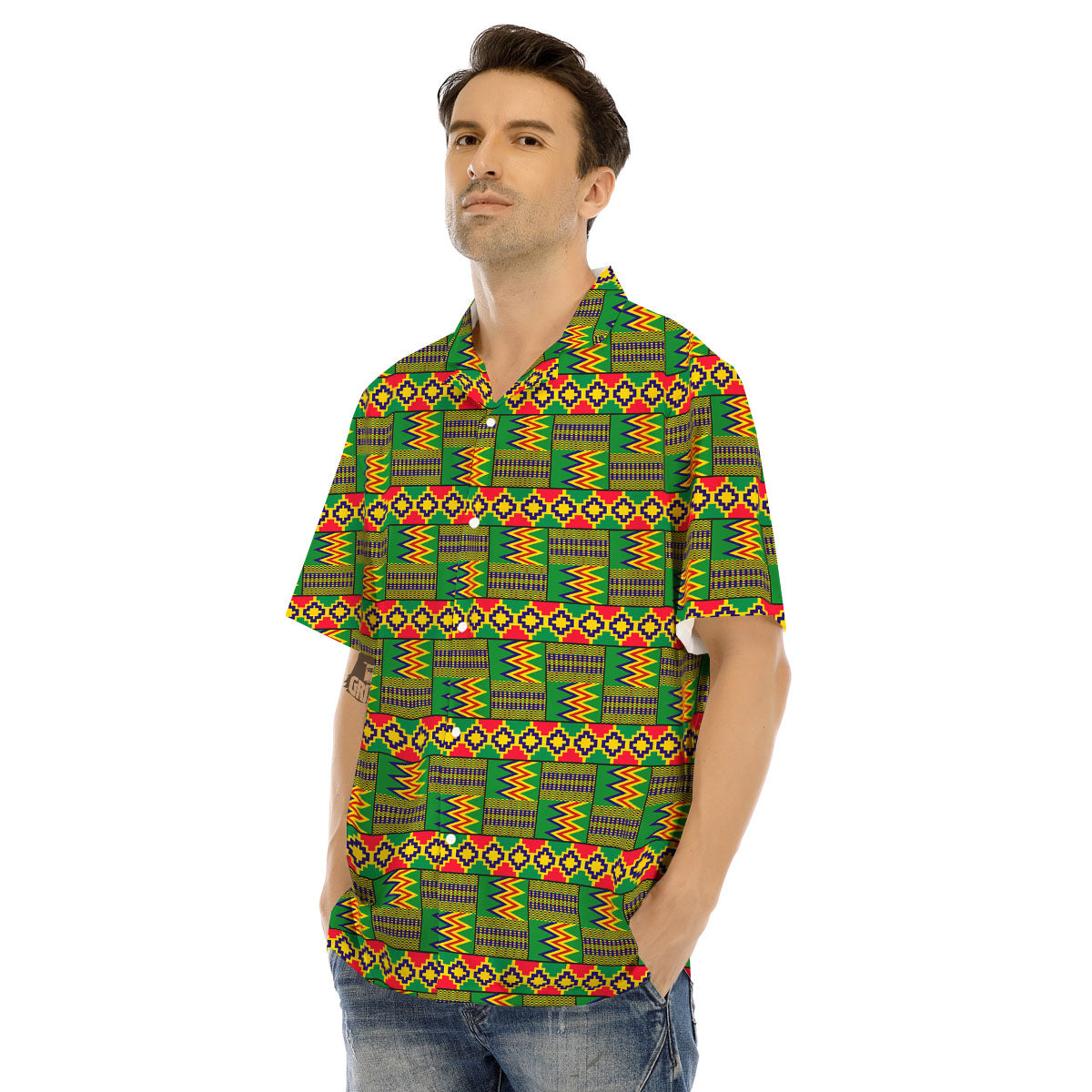 African Kente Print Pattern Men's Hawaiian Shirt-grizzshop