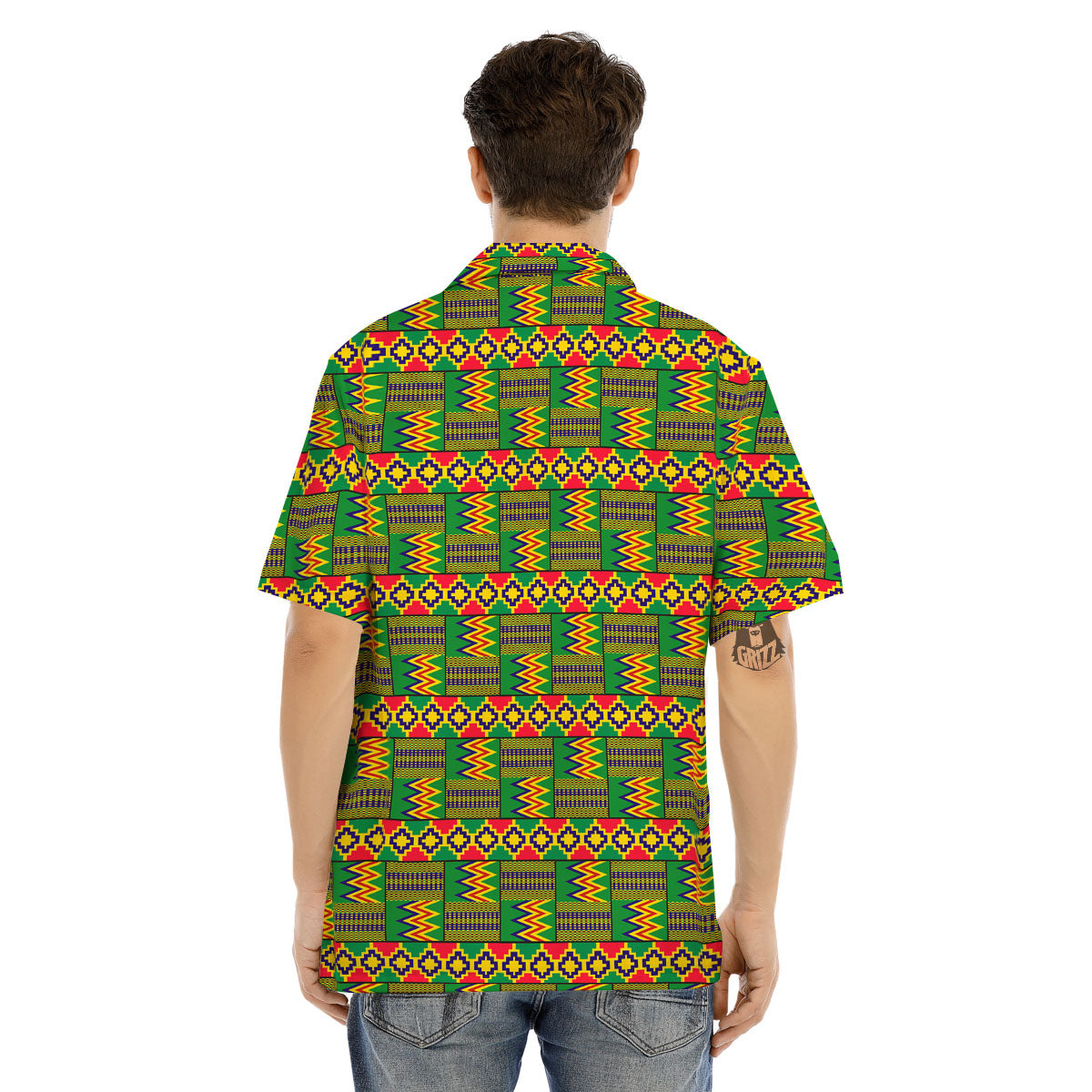 African Kente Print Pattern Men's Hawaiian Shirt-grizzshop