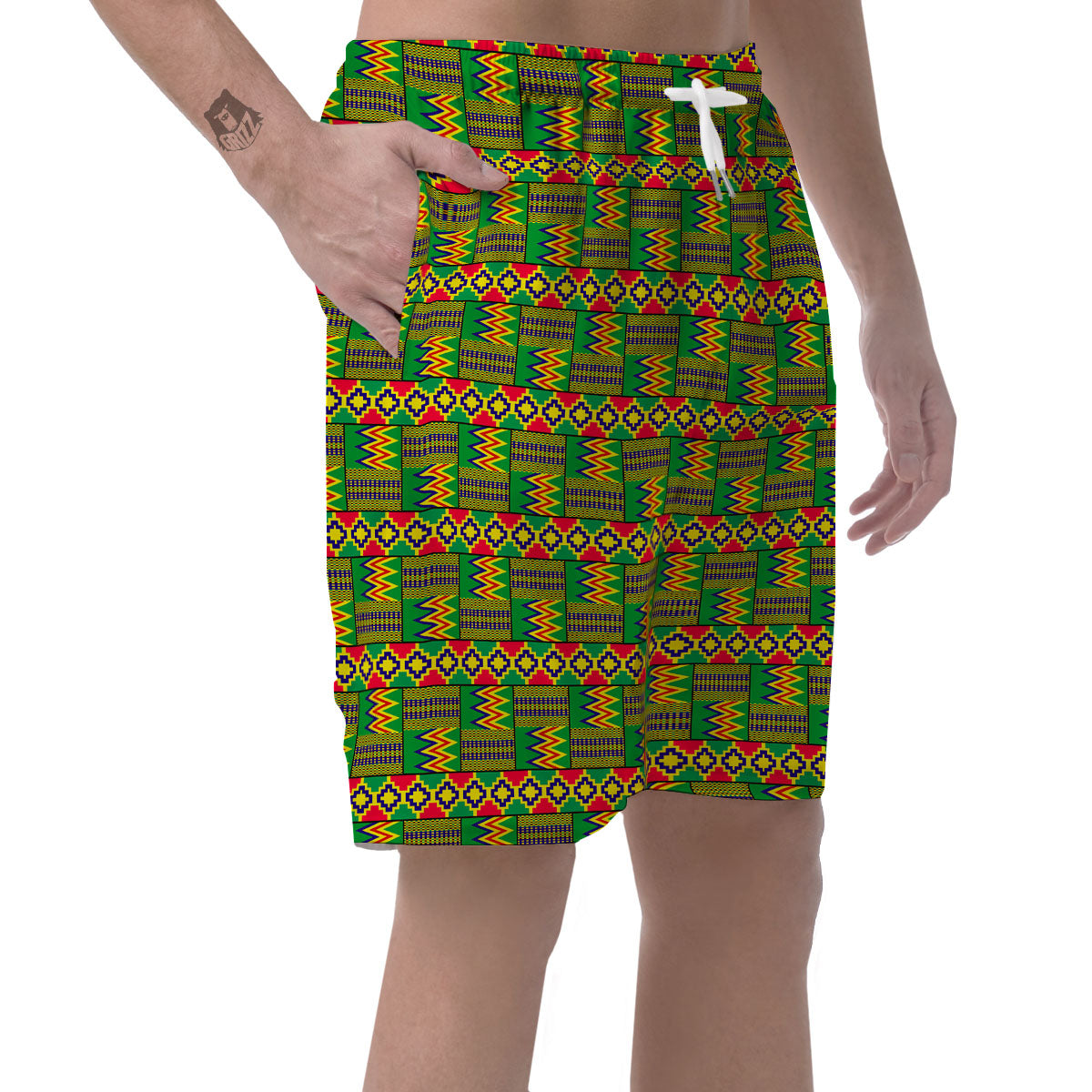 African Kente Print Pattern Men's Shorts-grizzshop