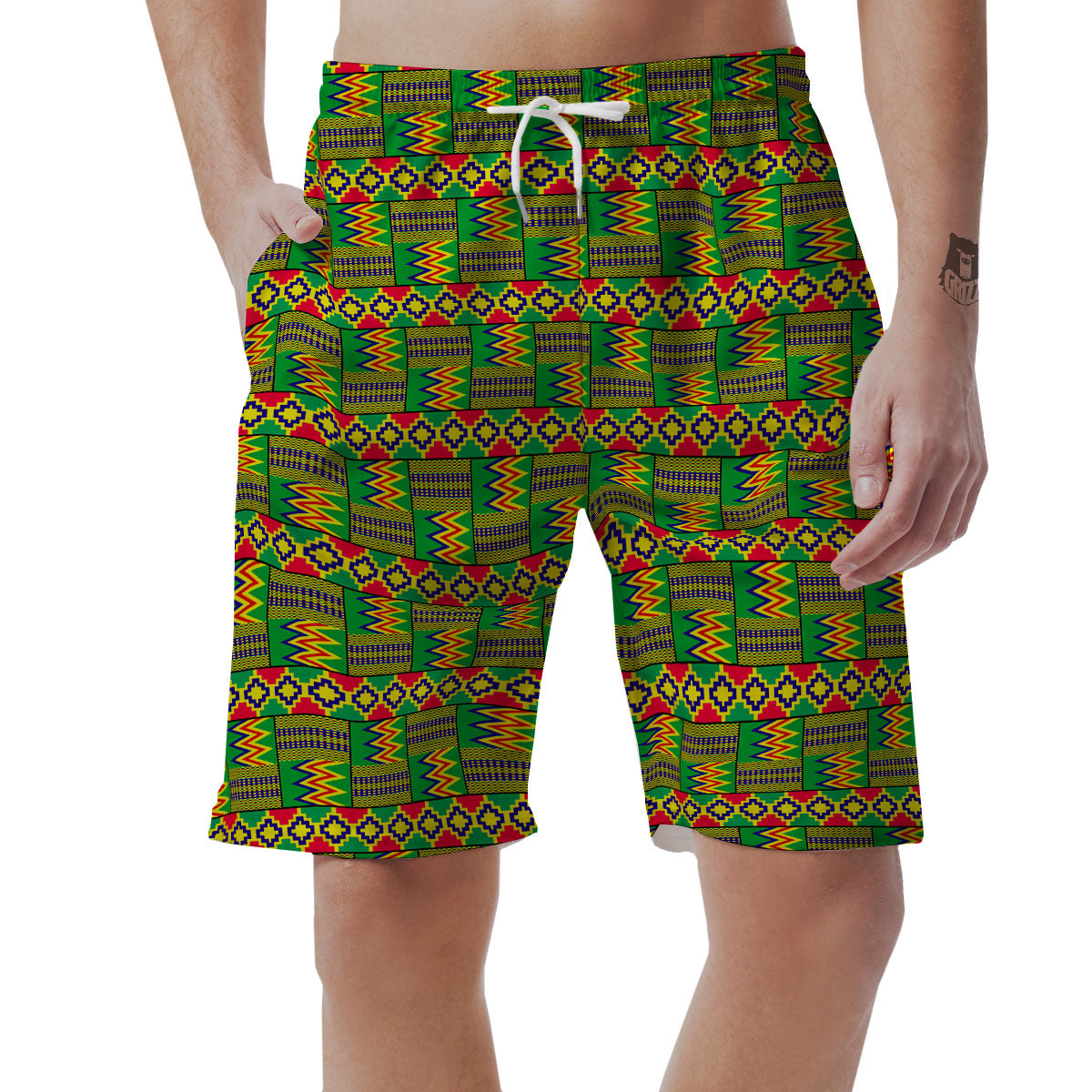 African Kente Print Pattern Men's Shorts-grizzshop