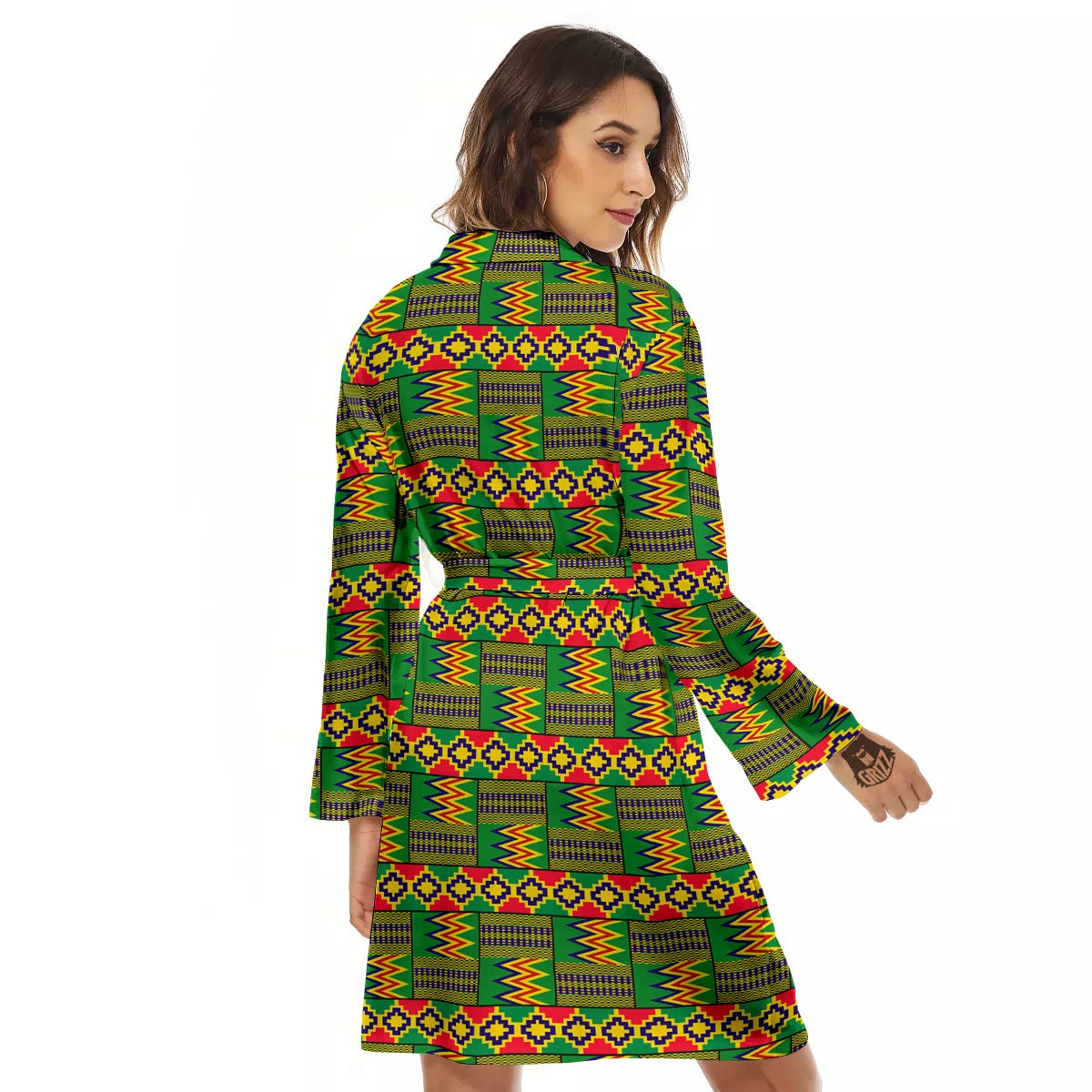 African Kente Print Pattern Women's Robe-grizzshop