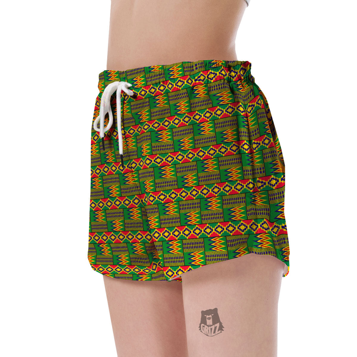 African Kente Print Pattern Women's Shorts-grizzshop