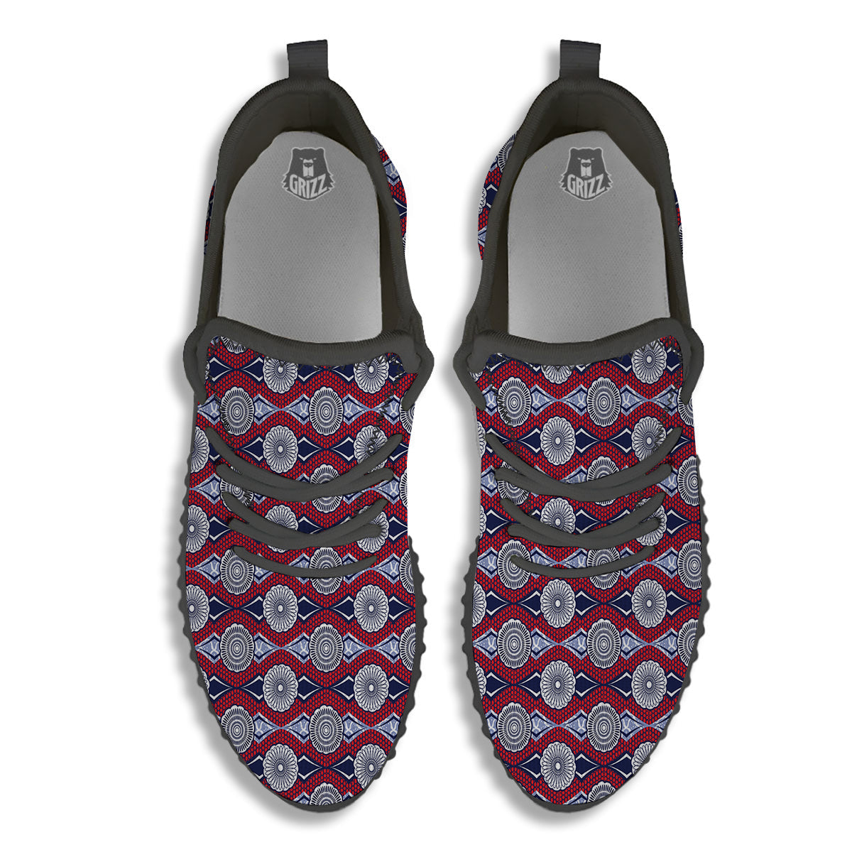 African Kitenge Print Black Walking Shoes-grizzshop