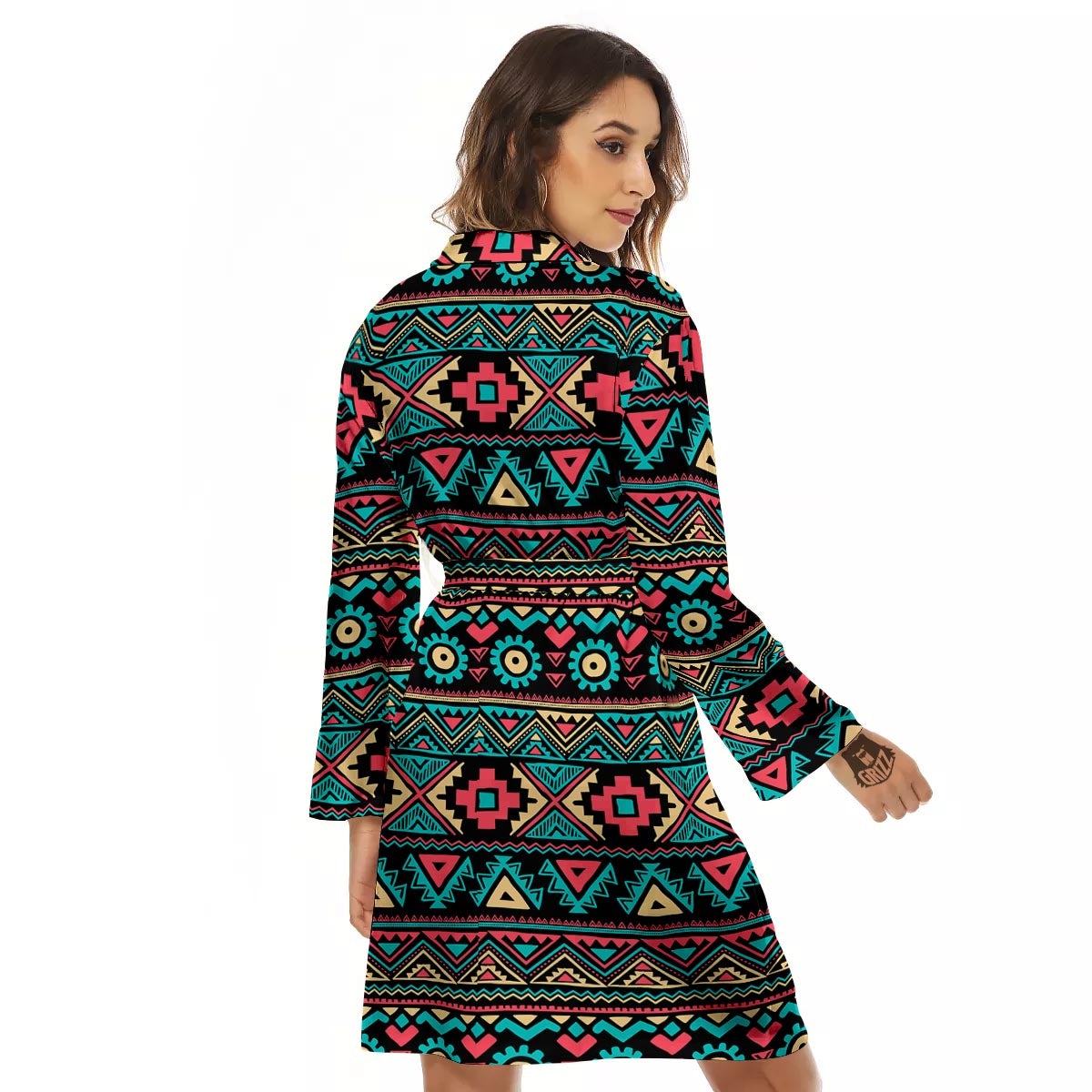 African Tribal Ethnic Print Pattern Women's Robe-grizzshop
