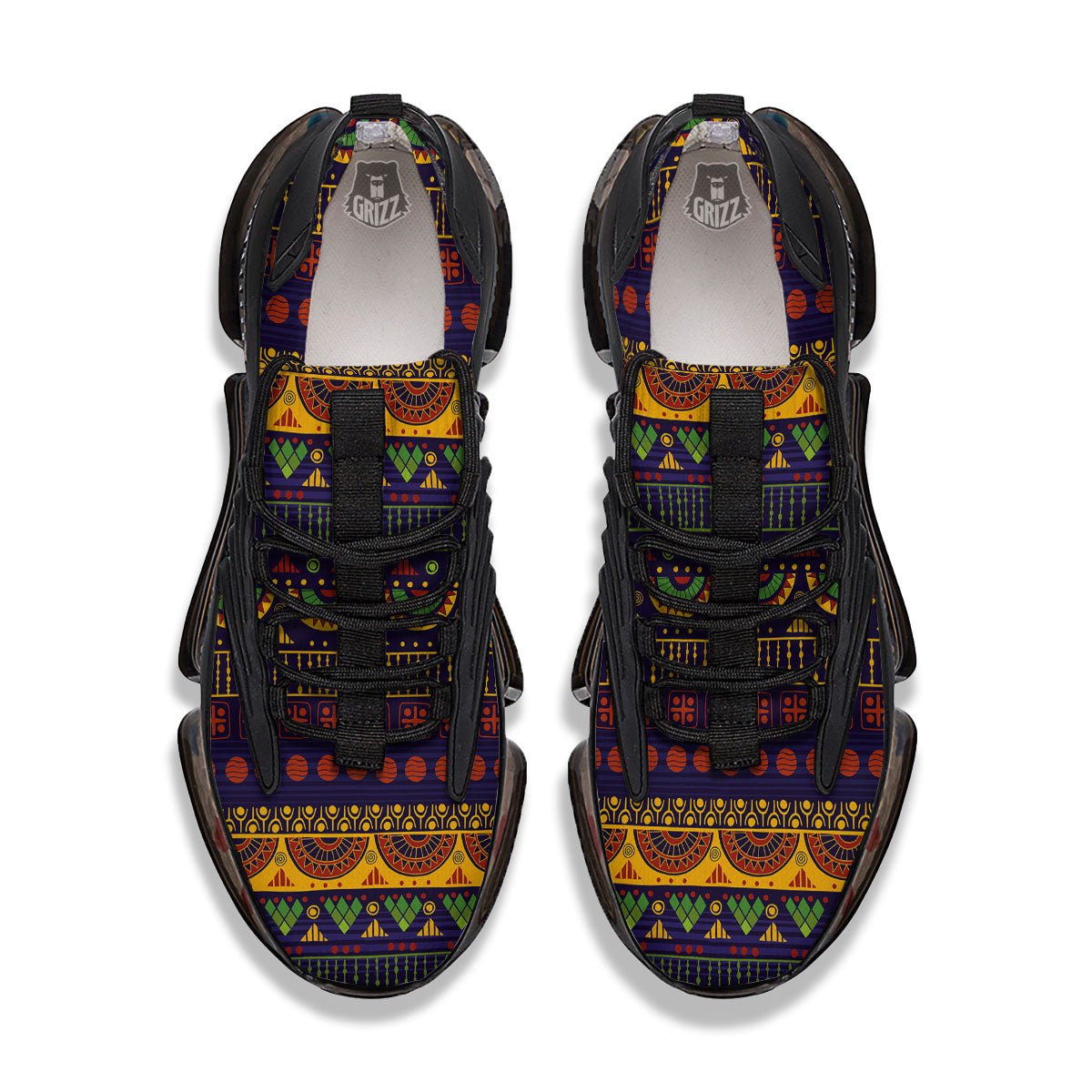 African Tribal Native Print Pattern Black Gym Shoes-grizzshop