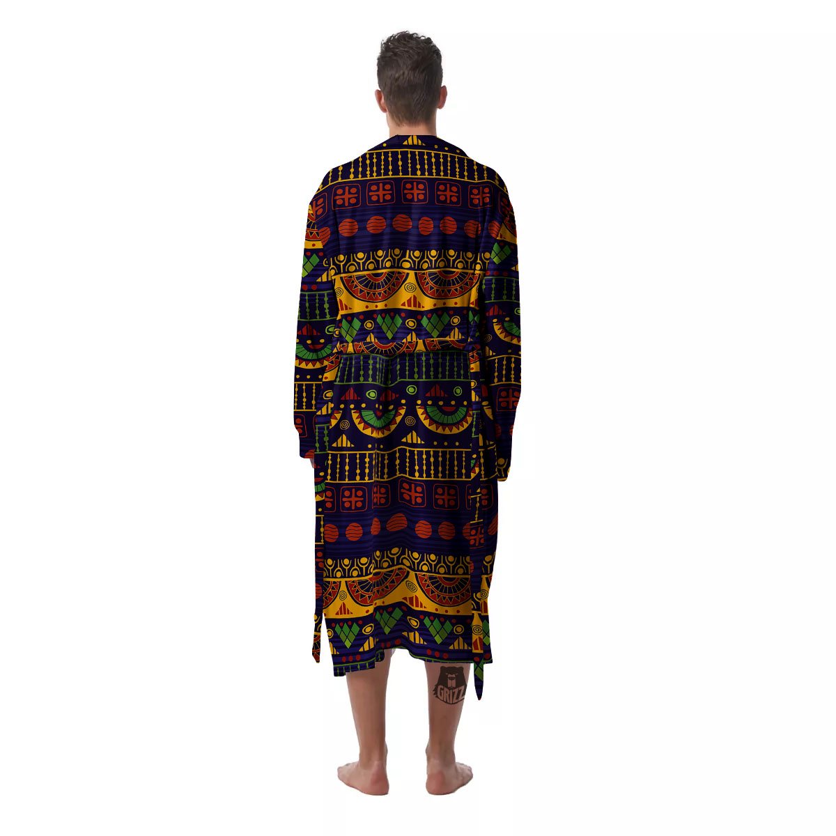 African Tribal Native Print Pattern Men's Robe-grizzshop